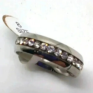 Stainless steel CZ Eternity Band ring sz 8